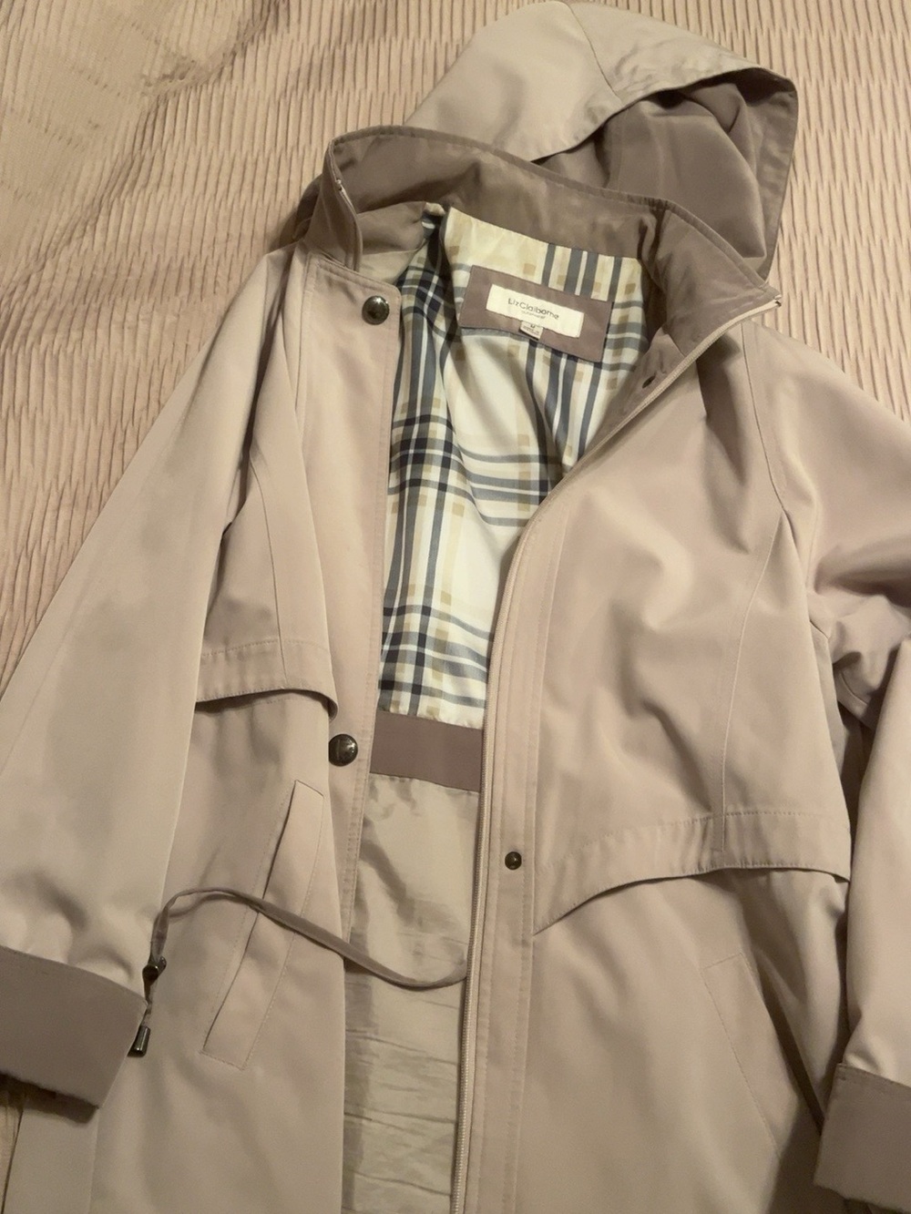 Liz Claiborne Women's Hooded Trench Coat in Light Beige